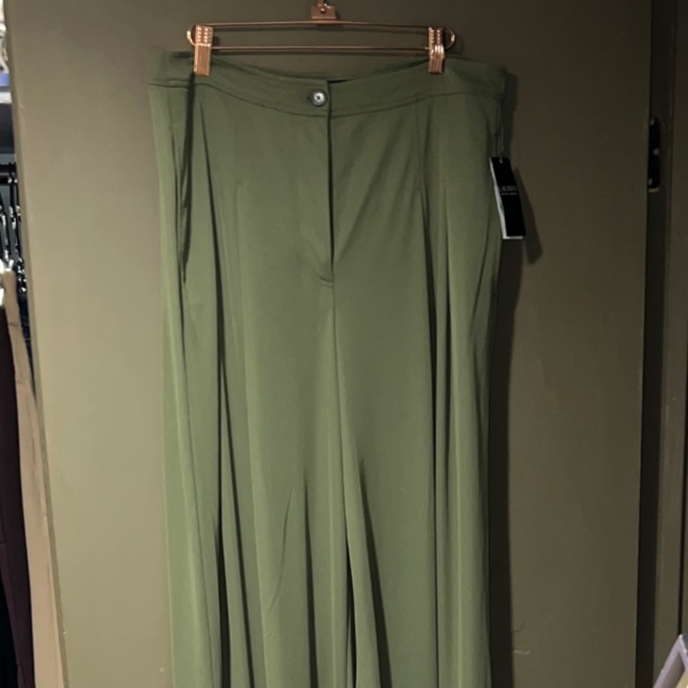 Lauren Ralph Lauren Olive Green Women's Wide-Leg Pants